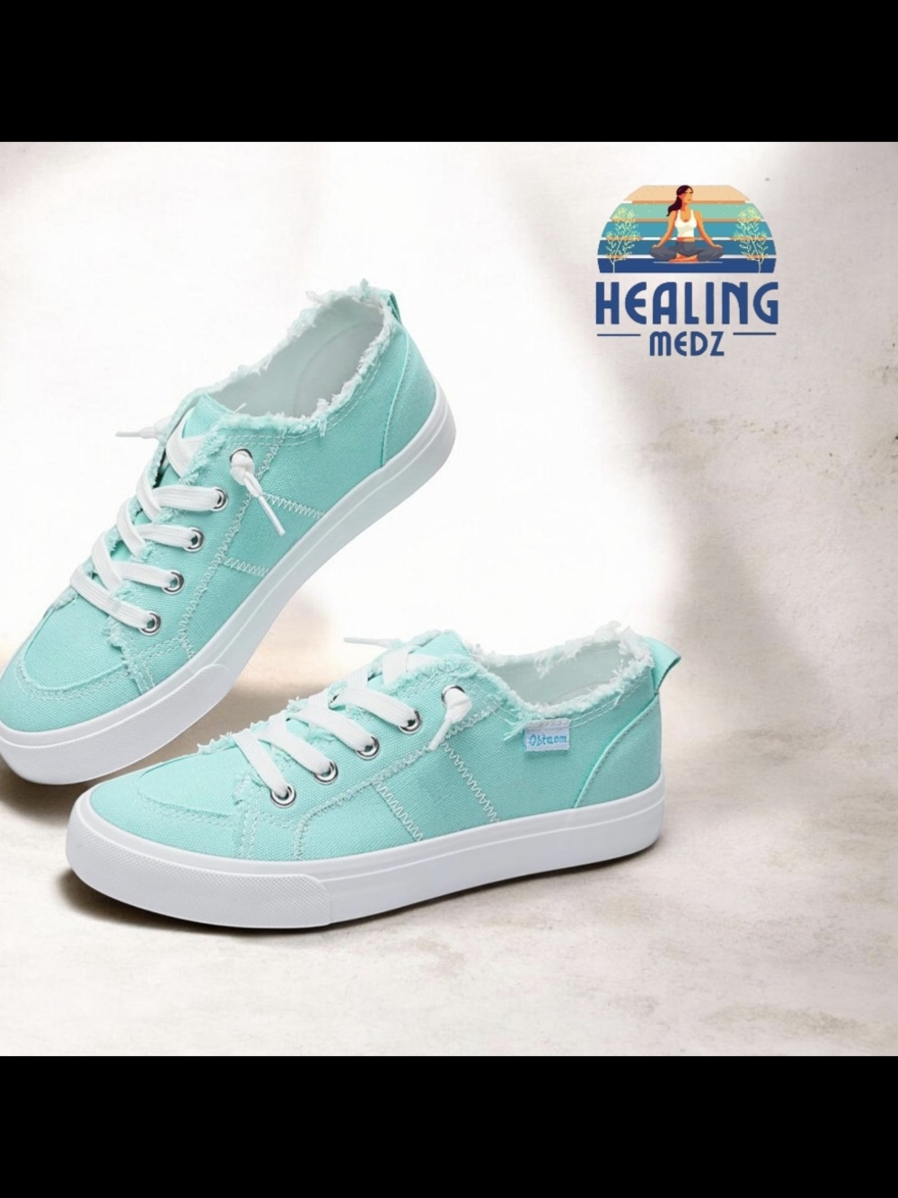 Women's Fashion Sneaker Light Green Color Washed  Slip on Shoes